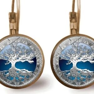 Silver and Blue Tree of Life Earrings
